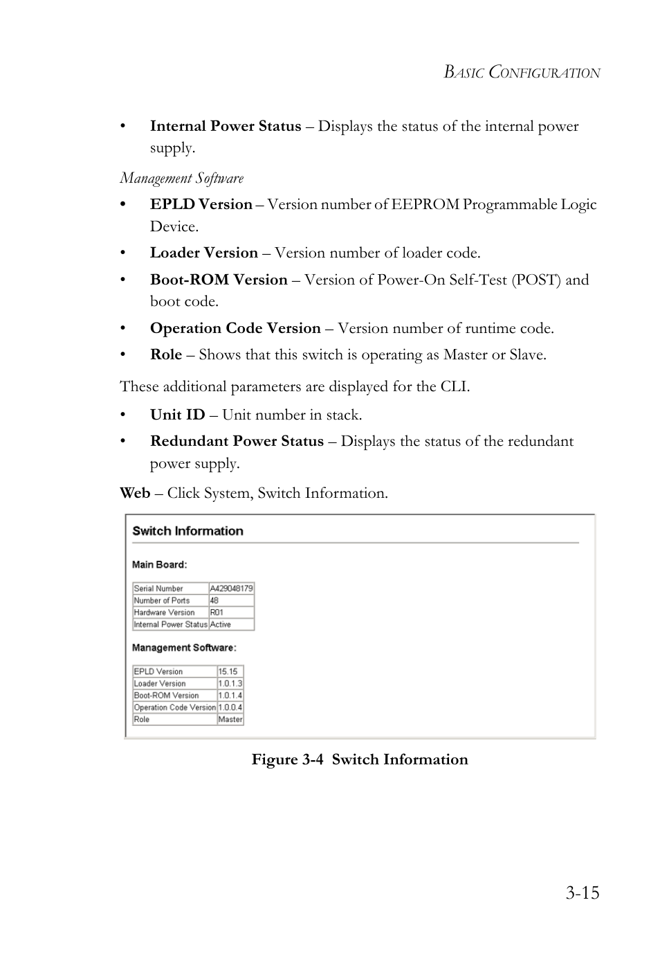 Figure 3-4, Switch information -15 | SMC Networks SMC TigerStack 1000 SMC8748M User Manual | Page 71 / 592