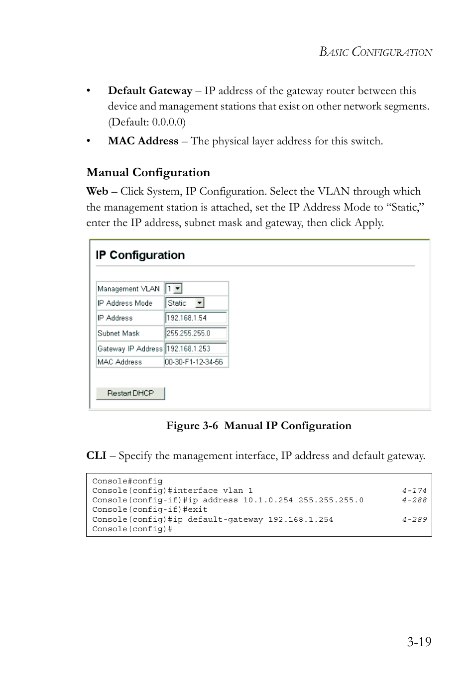 Manual configuration, Manual configuration -19, Figure 3-6 | Manual ip configuration -19 | SMC Networks SMC TigerStack 1000 SMC8748M User Manual | Page 75 / 592