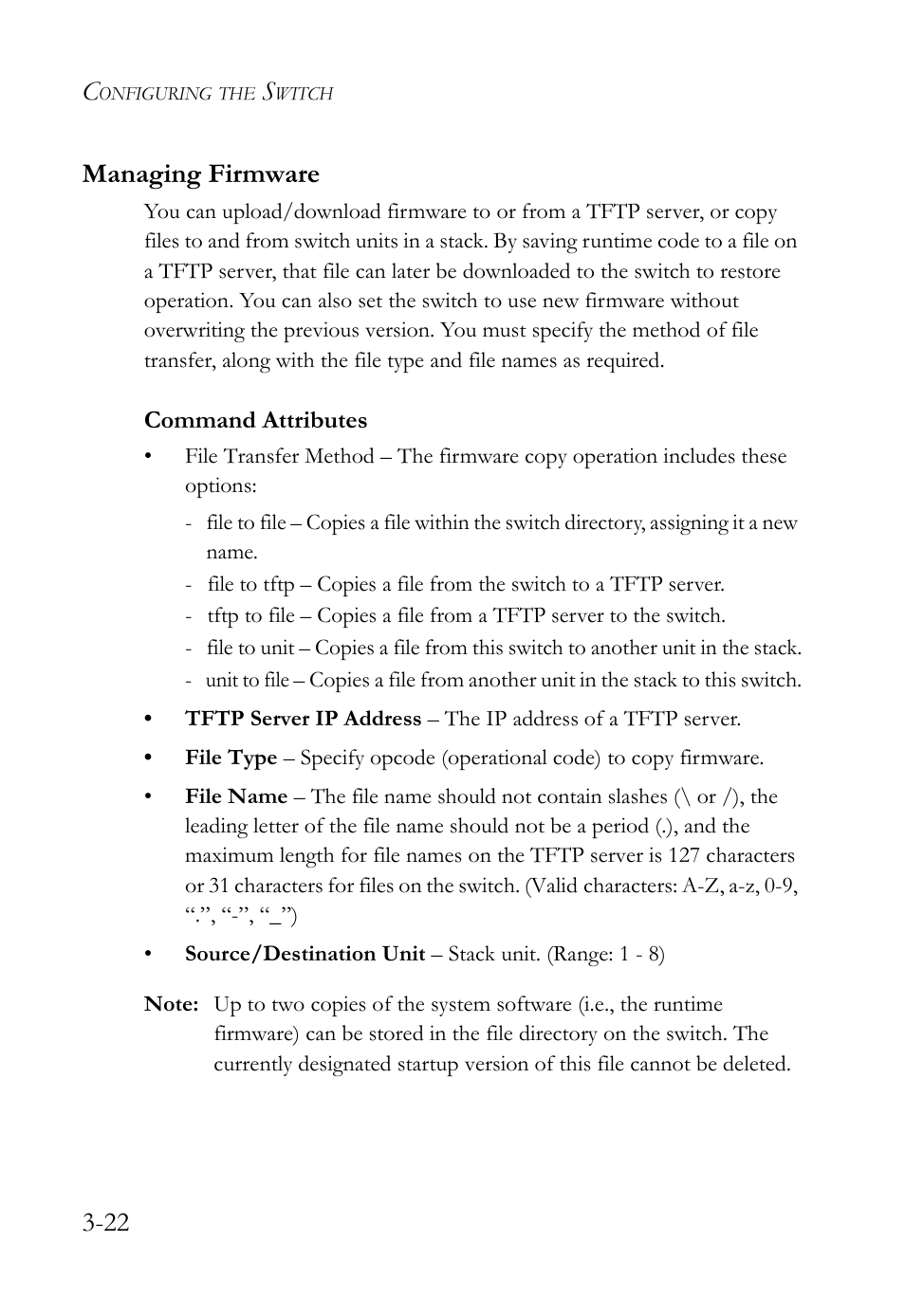 Managing firmware, Managing firmware -22, 22 managing firmware | SMC Networks SMC TigerStack 1000 SMC8748M User Manual | Page 78 / 592