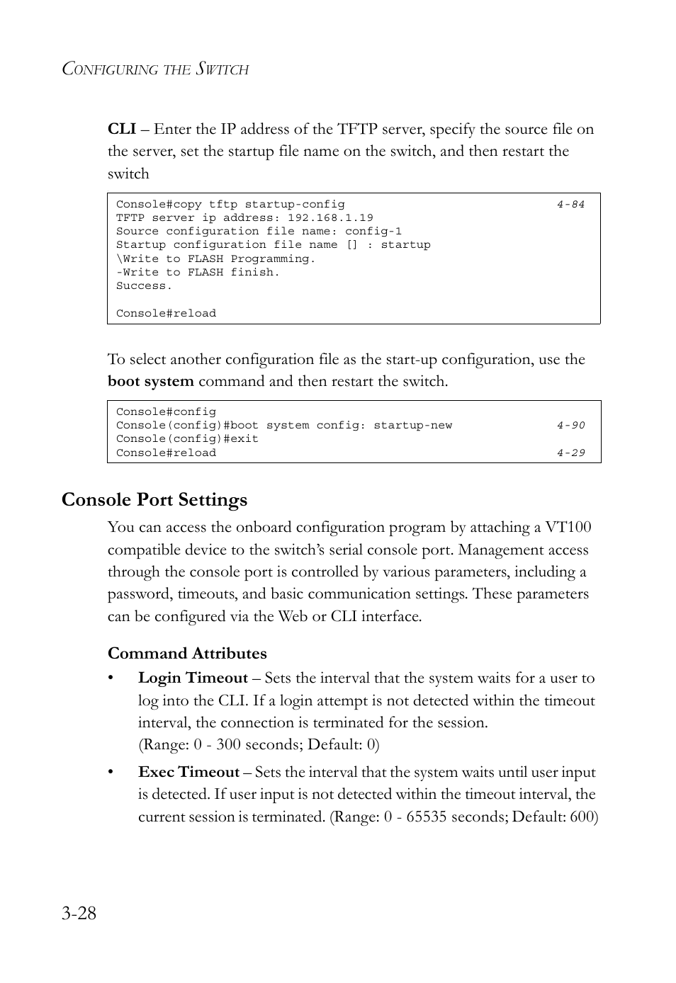 Console port settings, Console port settings -28, Command attributes | SMC Networks SMC TigerStack 1000 SMC8748M User Manual | Page 84 / 592