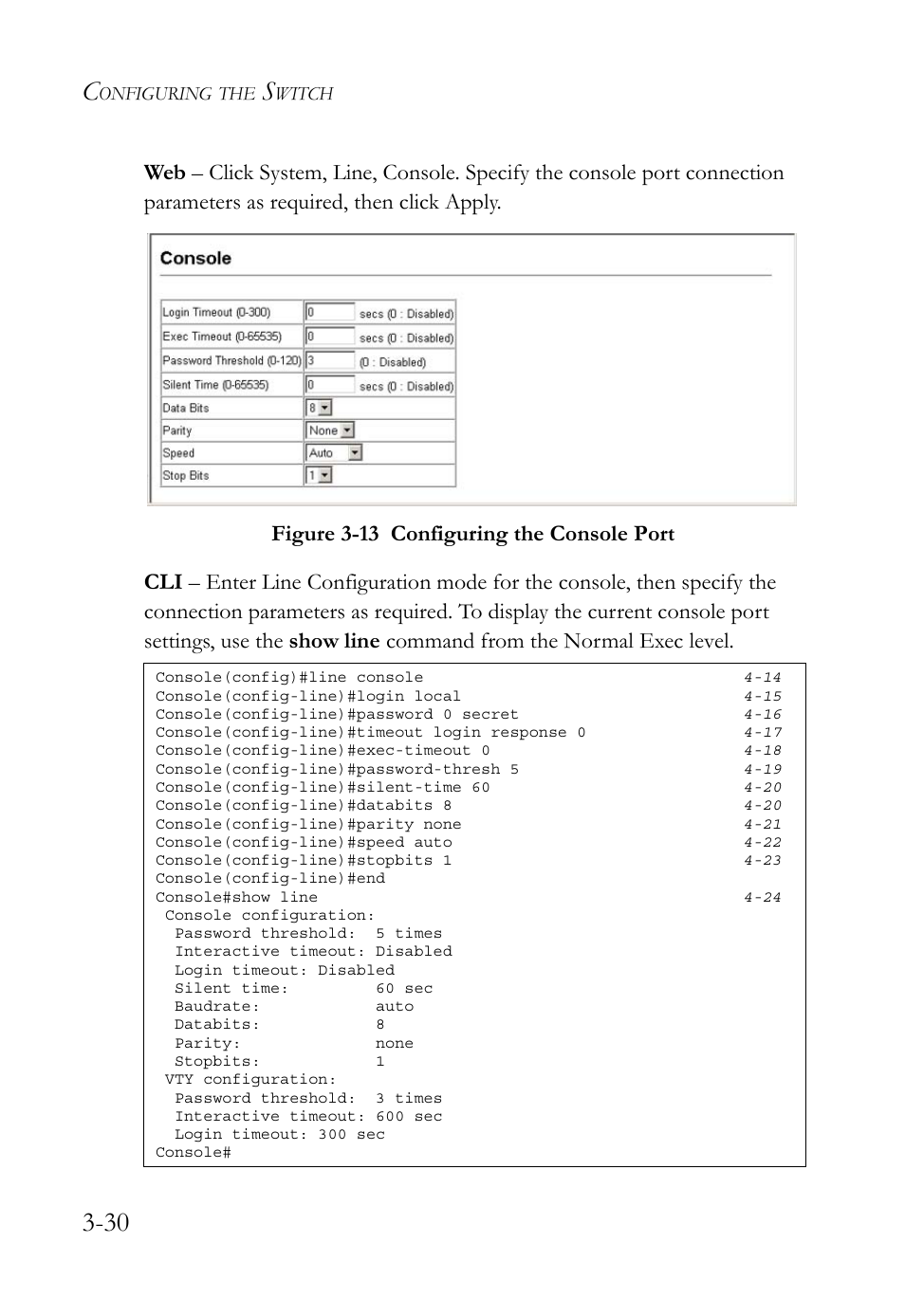 Figure 3-13 configuring the console port -30 | SMC Networks SMC TigerStack 1000 SMC8748M User Manual | Page 86 / 592