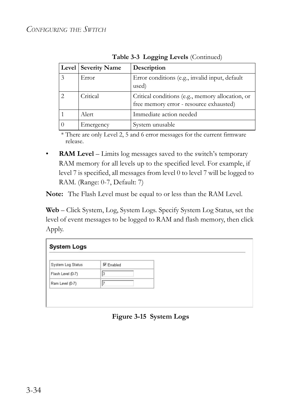 Figure 3-15 system logs -34 | SMC Networks SMC TigerStack 1000 SMC8748M User Manual | Page 90 / 592