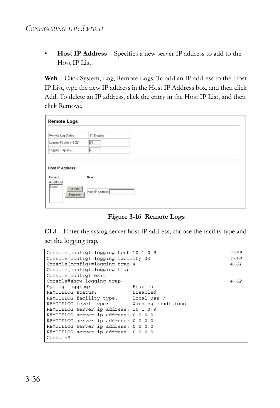 Figure 3-16 remote logs -36 | SMC Networks SMC TigerStack 1000 SMC8748M User Manual | Page 92 / 592