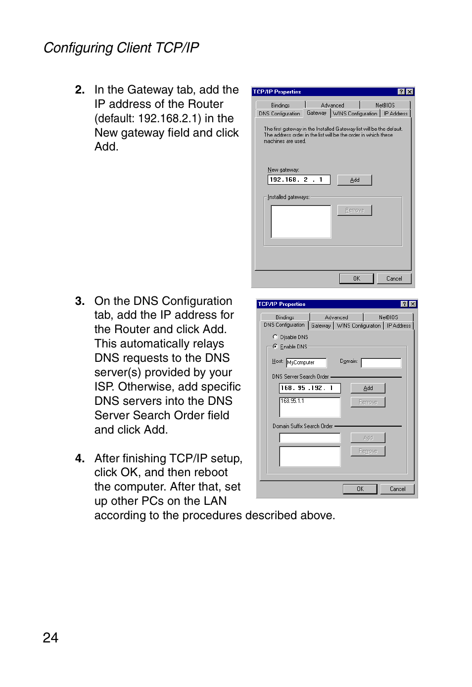 Configuring client tcp/ip 24 | SMC Networks SMC Barricade g SMC2804WBR User Manual | Page 34 / 114