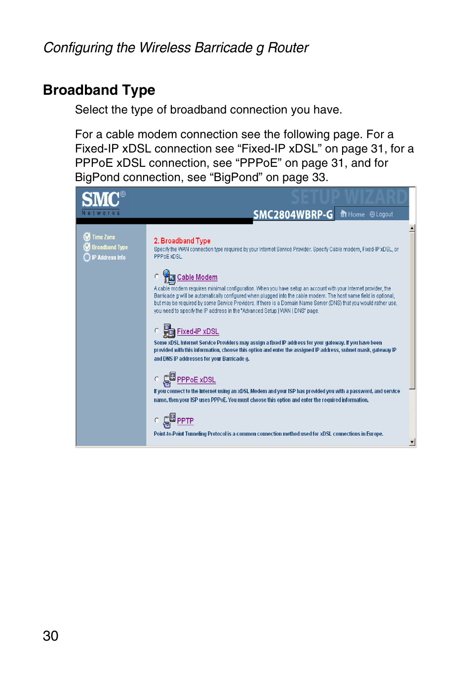 Broadband type | SMC Networks SMC Barricade g SMC2804WBR User Manual | Page 40 / 114