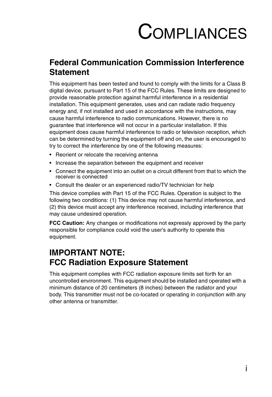 Ompliances | SMC Networks SMC Barricade g SMC2804WBR User Manual | Page 5 / 114