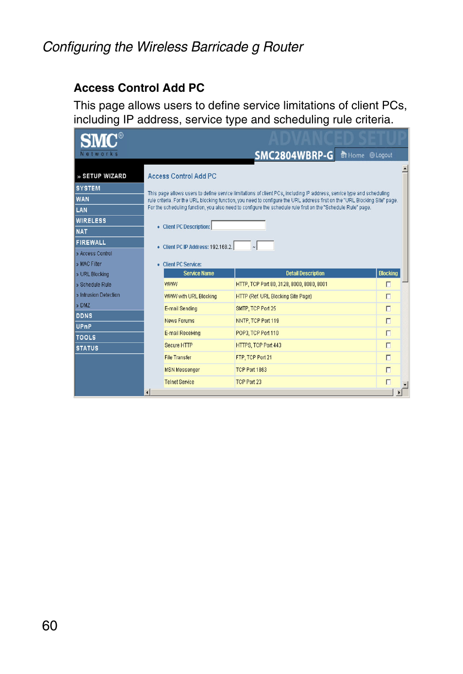 SMC Networks SMC Barricade g SMC2804WBR User Manual | Page 70 / 114