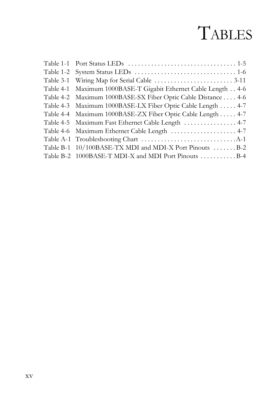 Ables | SMC Networks SMC TigerCard 10G User Manual | Page 19 / 86