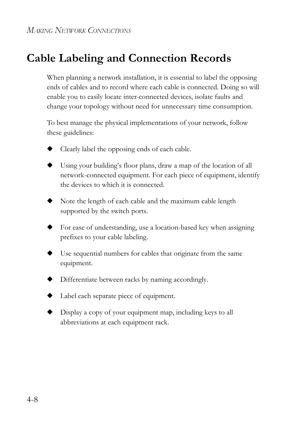 Cable labeling and connection records, Cable labeling and connection records -8 | SMC Networks SMC TigerCard 10G User Manual | Page 58 / 86