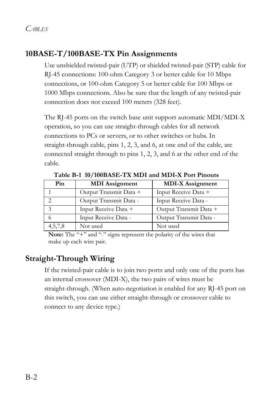 10base-t/100base-tx pin assignments, Straight-through wiring | SMC Networks SMC TigerCard 10G User Manual | Page 64 / 86