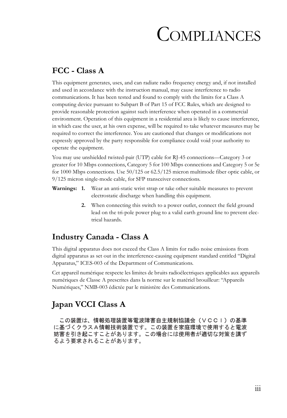 Ompliances | SMC Networks SMC TigerCard 10G User Manual | Page 7 / 86