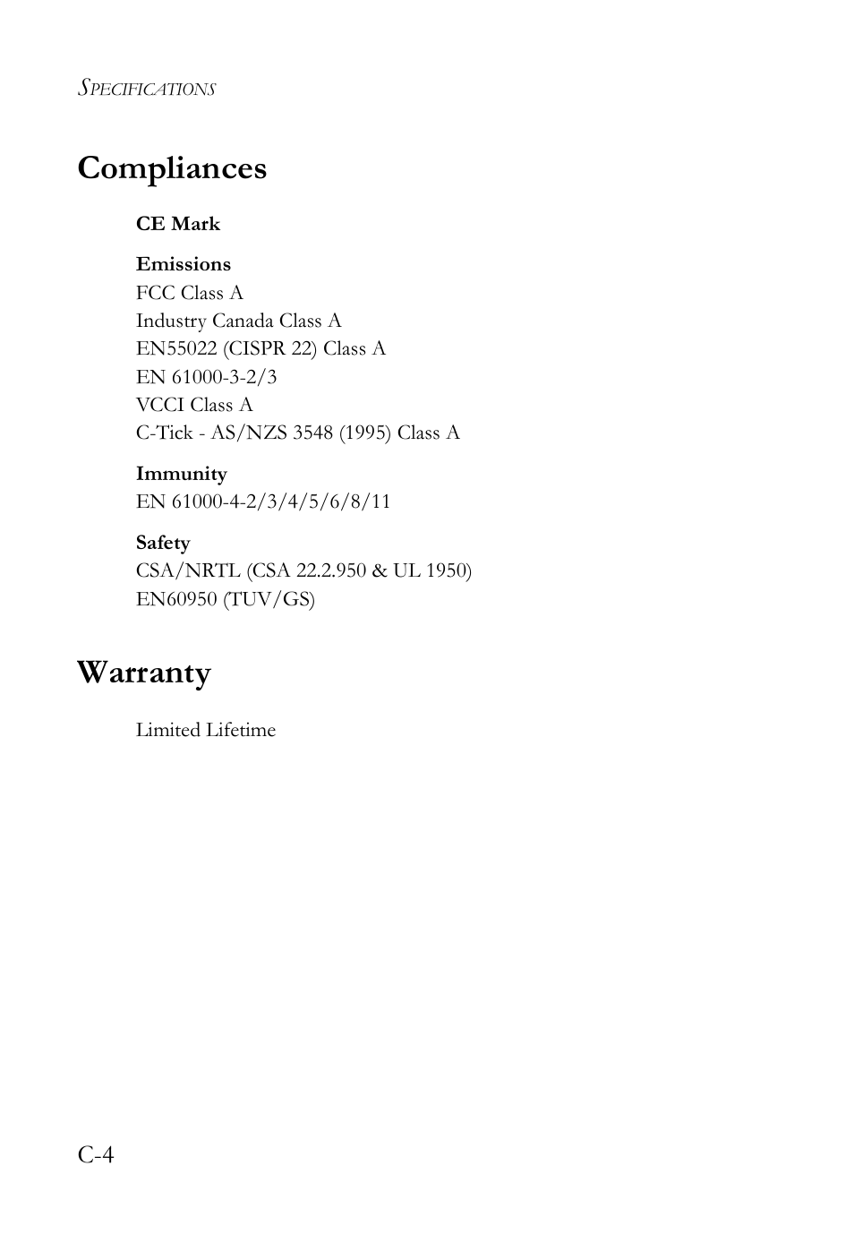 Compliances, Warranty | SMC Networks SMC TigerCard 10G User Manual | Page 72 / 86