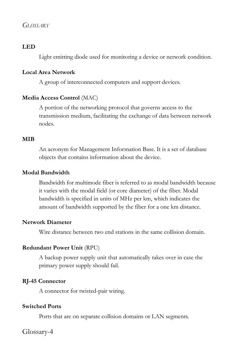 Glossary-4 | SMC Networks SMC TigerCard 10G User Manual | Page 78 / 86