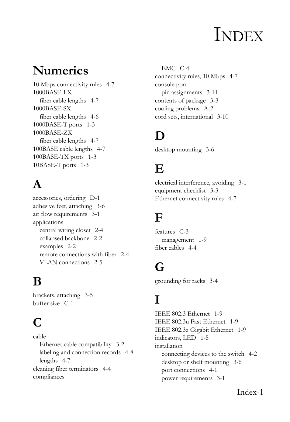 Index, Ndex, Numerics | SMC Networks SMC TigerCard 10G User Manual | Page 81 / 86