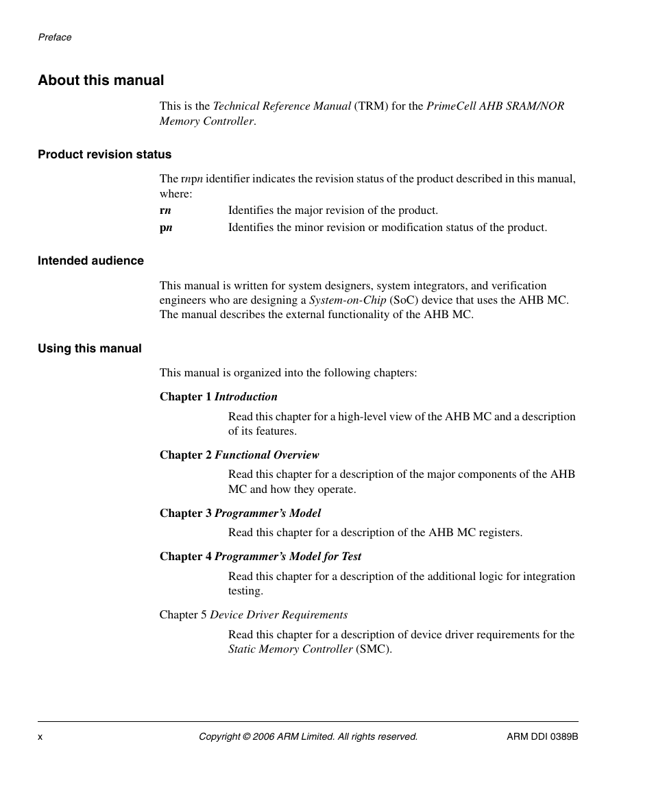 About this manual, Product revision status, Intended audience | Using this manual | SMC Networks ARM PL241 User Manual | Page 10 / 110