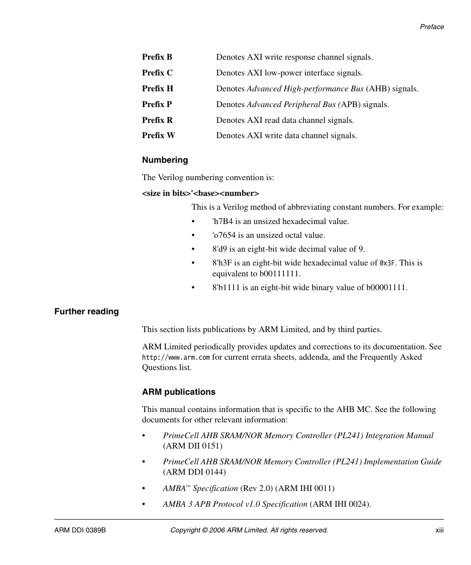 Numbering, Further reading, Arm publications | SMC Networks ARM PL241 User Manual | Page 13 / 110