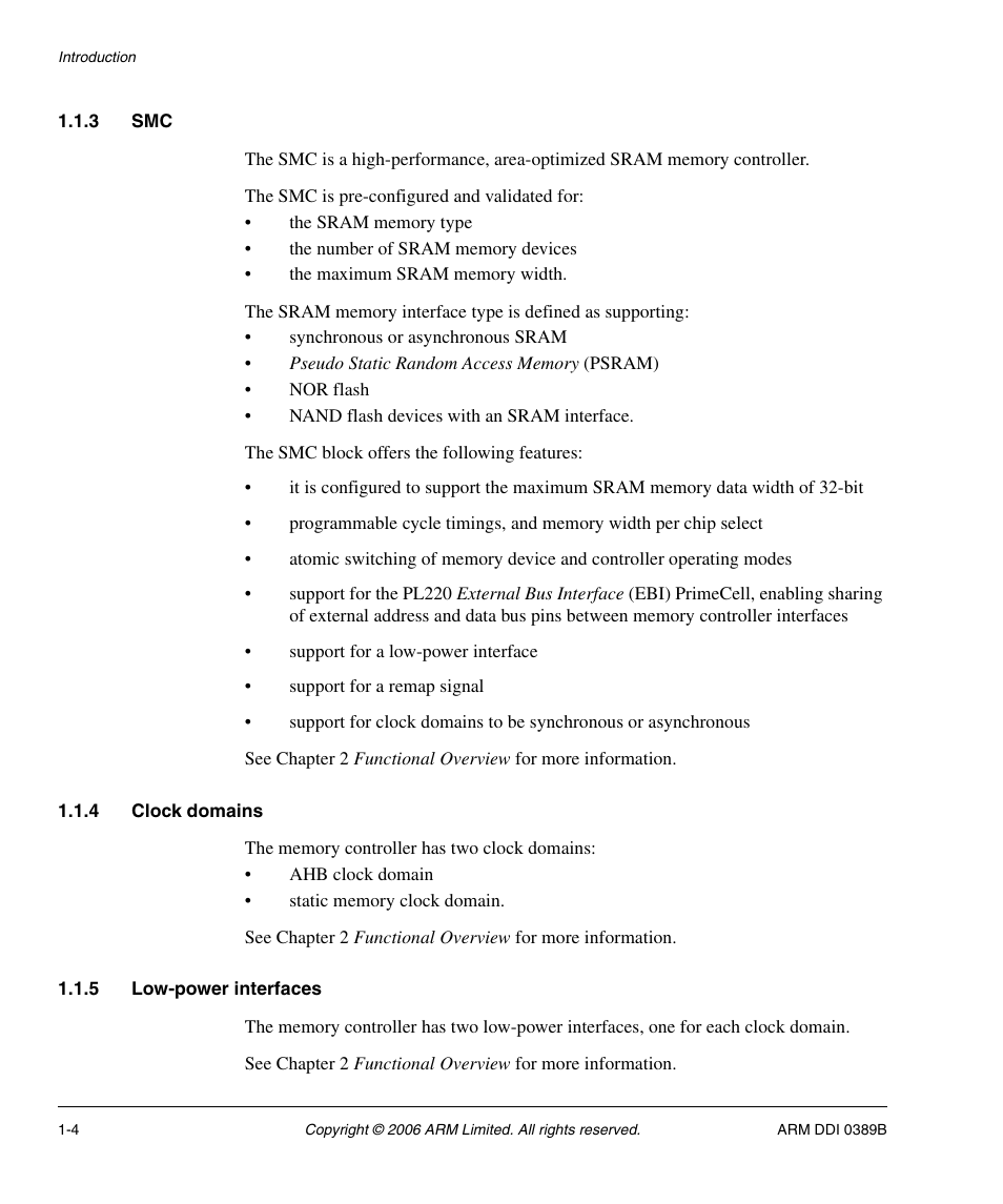 3 smc, 4 clock domains, 5 low-power interfaces | SMC Networks ARM PL241 User Manual | Page 18 / 110