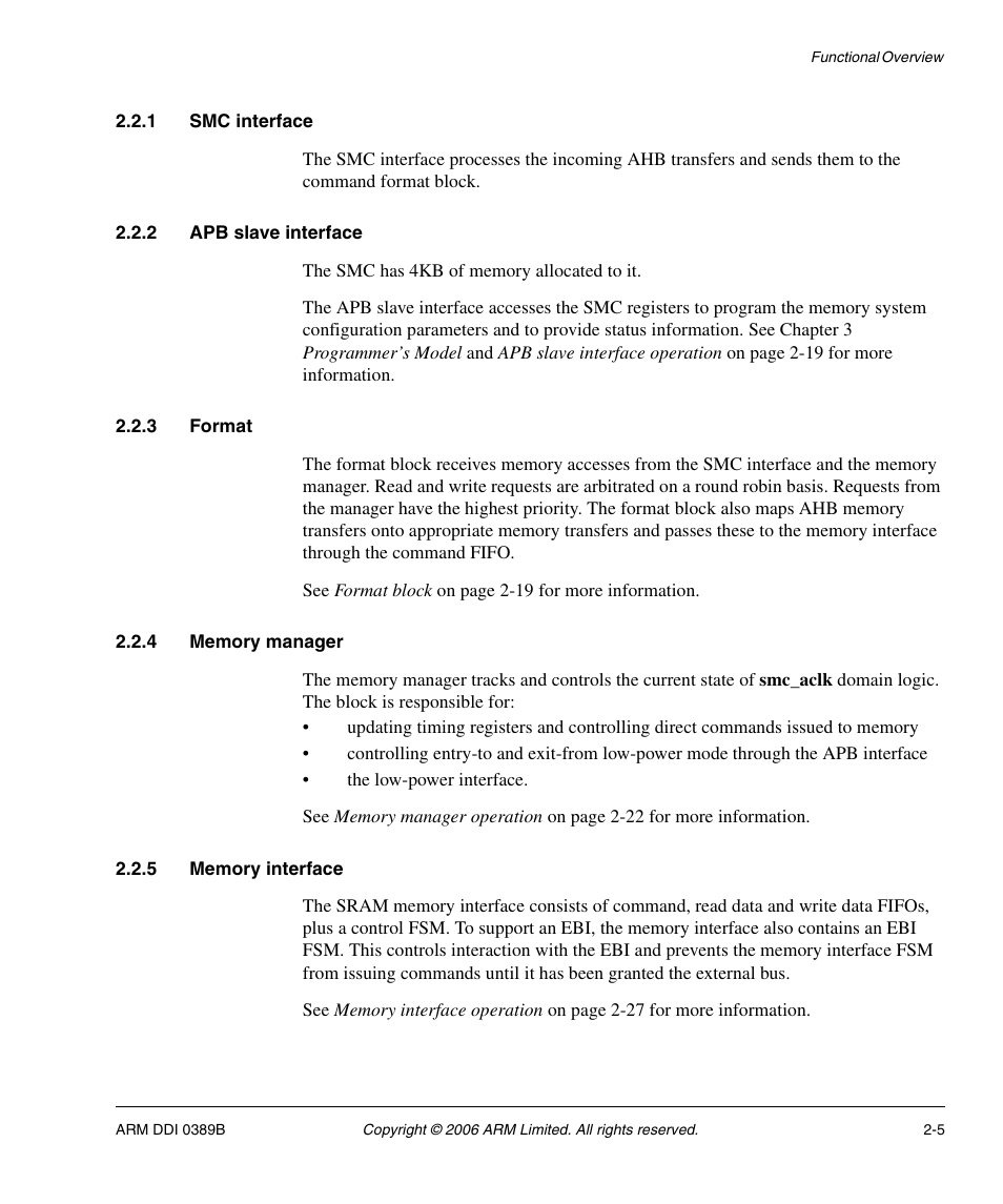 1 smc interface, 2 apb slave interface, 3 format | 4 memory manager, 5 memory interface | SMC Networks ARM PL241 User Manual | Page 25 / 110