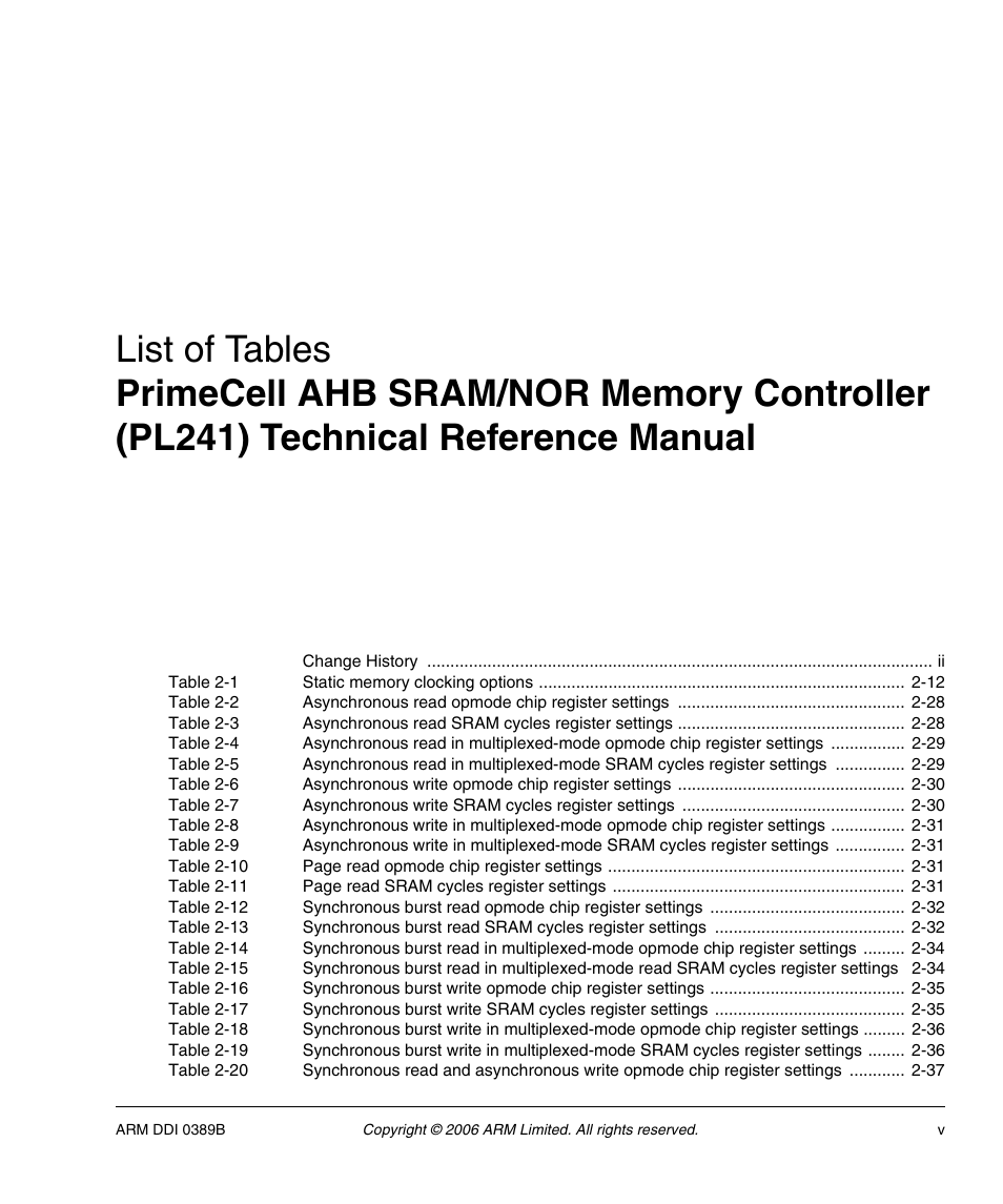 List of tables | SMC Networks ARM PL241 User Manual | Page 5 / 110
