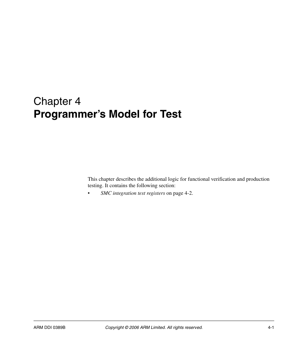 Programmer’s model for test, Chapter 4, Chapter 4 programmer’s model for test | SMC Networks ARM PL241 User Manual | Page 85 / 110