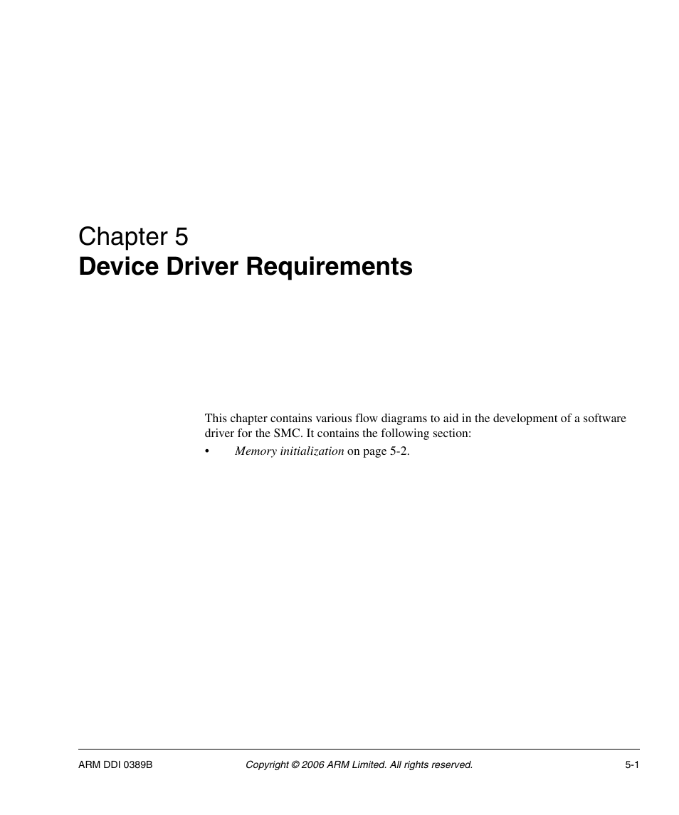 Device driver requirements, Chapter 5, Chapter 5 device driver requirements | SMC Networks ARM PL241 User Manual | Page 89 / 110