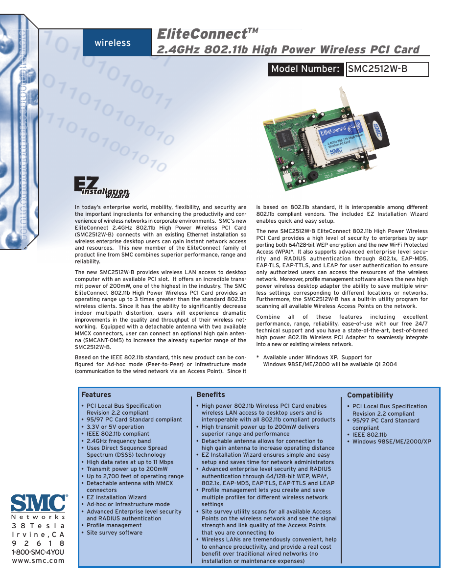 SMC Networks SMC EliteConnect SMC2512W-B User Manual | 2 pages