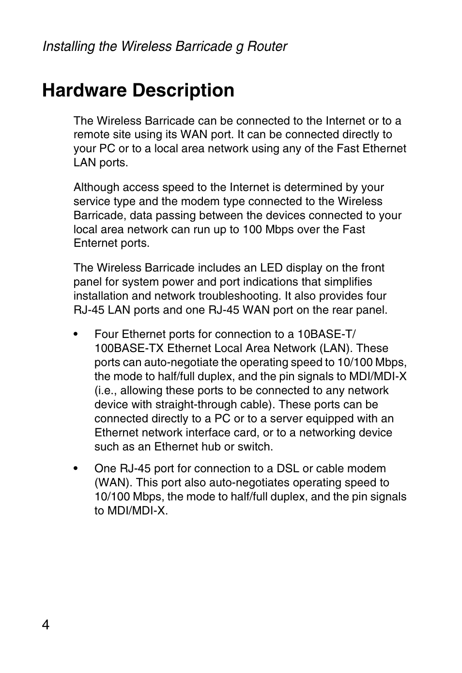 Hardware description | SMC Networks Barricade SMCWBR14-G User Manual | Page 16 / 105