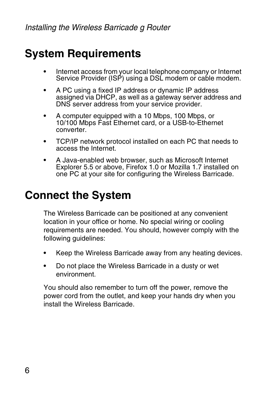 System requirements, Connect the system, System requirements connect the system | SMC Networks Barricade SMCWBR14-G User Manual | Page 18 / 105