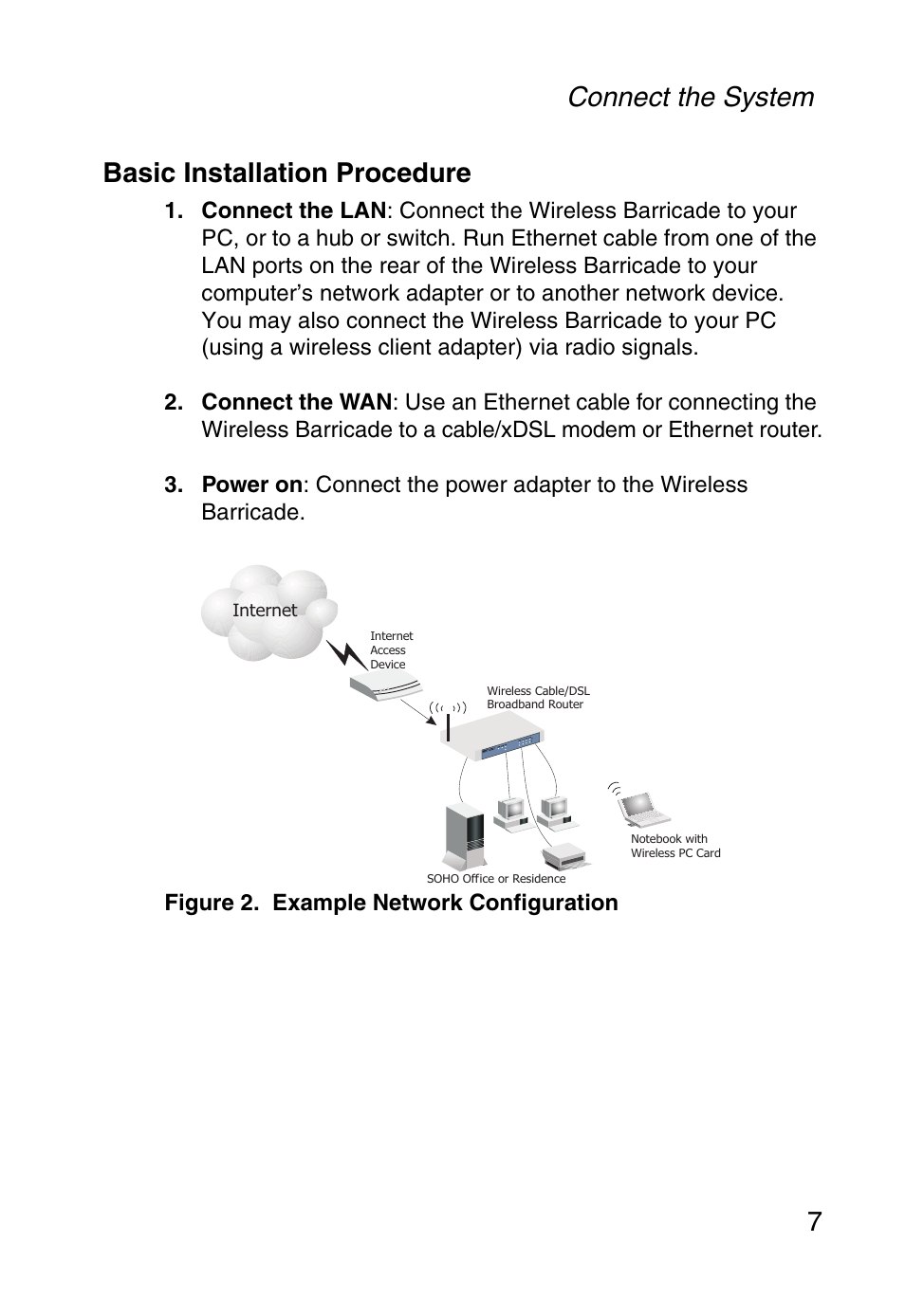 Basic installation procedure, Connect the system 7 basic installation procedure | SMC Networks Barricade SMCWBR14-G User Manual | Page 19 / 105