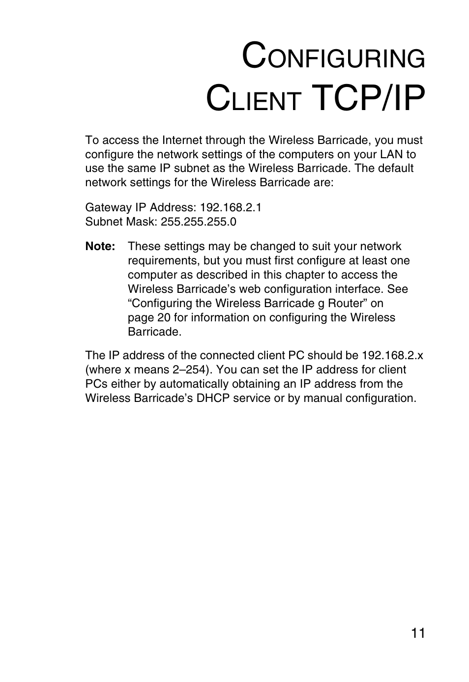 Configuring client tcp/ip, Tcp/ip, Onfiguring | Lient | SMC Networks Barricade SMCWBR14-G User Manual | Page 23 / 105