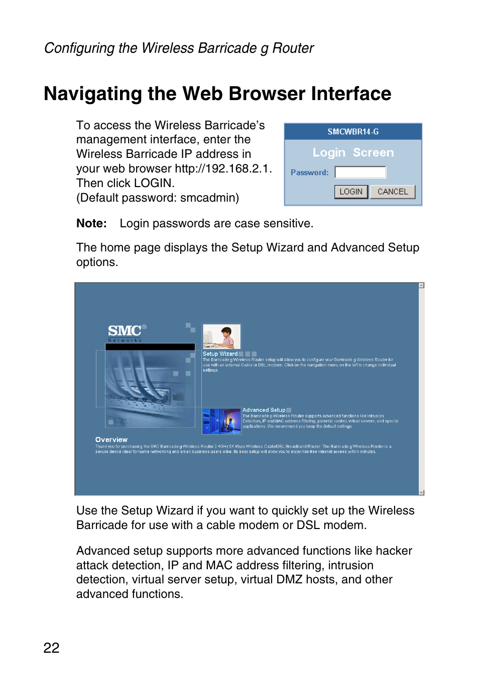 Navigating the web browser interface | SMC Networks Barricade SMCWBR14-G User Manual | Page 34 / 105