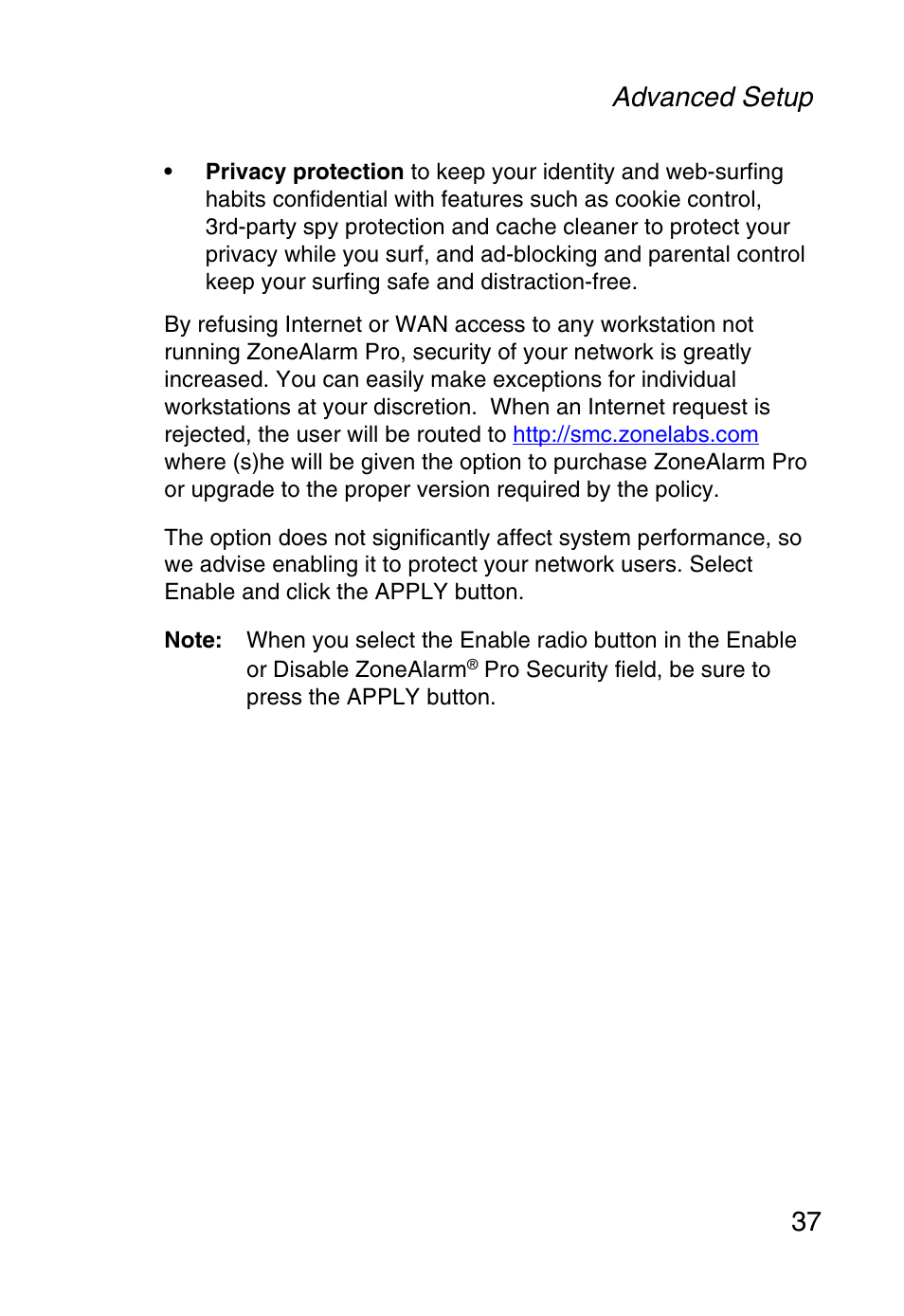 Advanced setup 37 | SMC Networks Barricade SMCWBR14-G User Manual | Page 49 / 105