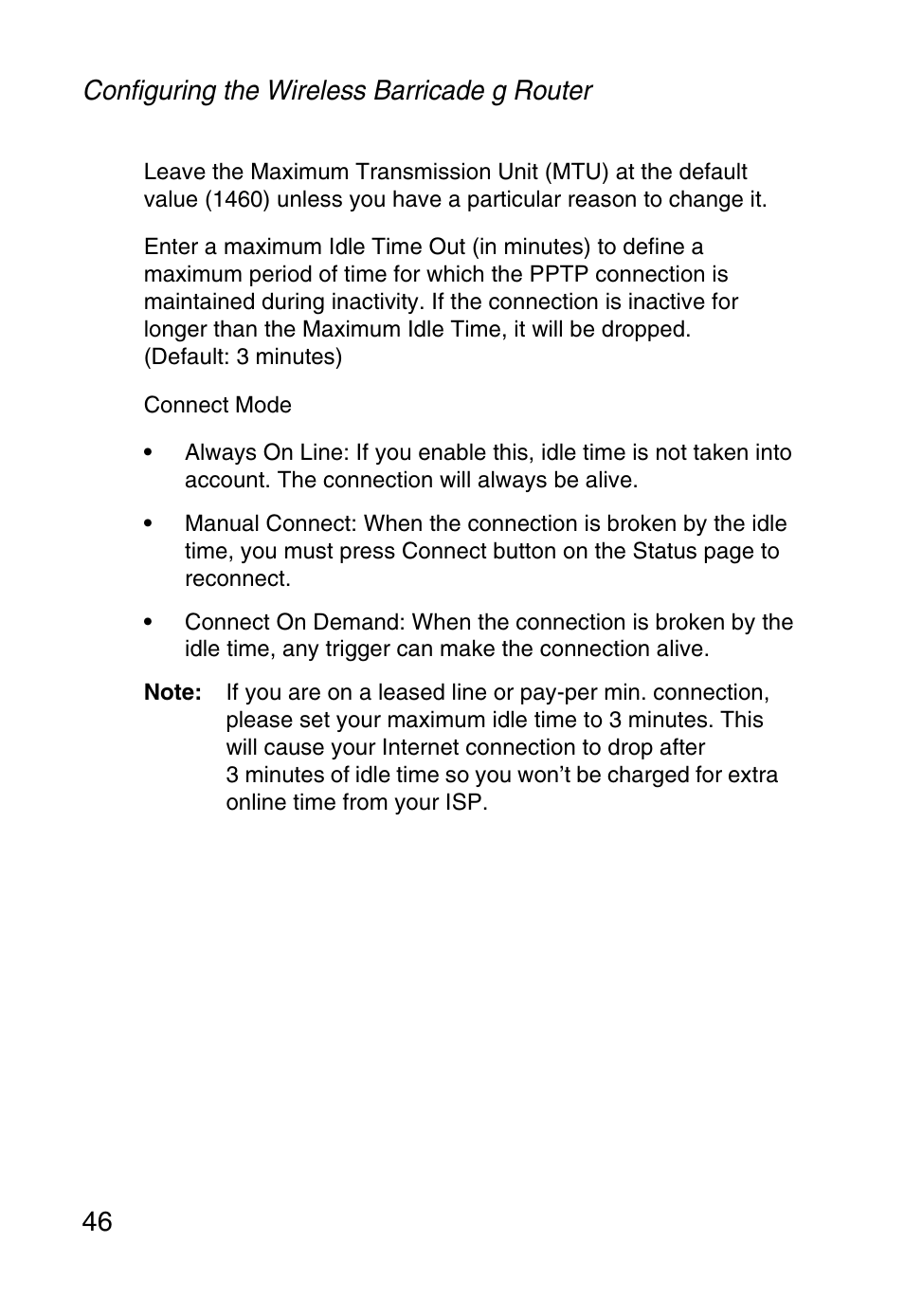 Configuring the wireless barricade g router 46 | SMC Networks Barricade SMCWBR14-G User Manual | Page 58 / 105