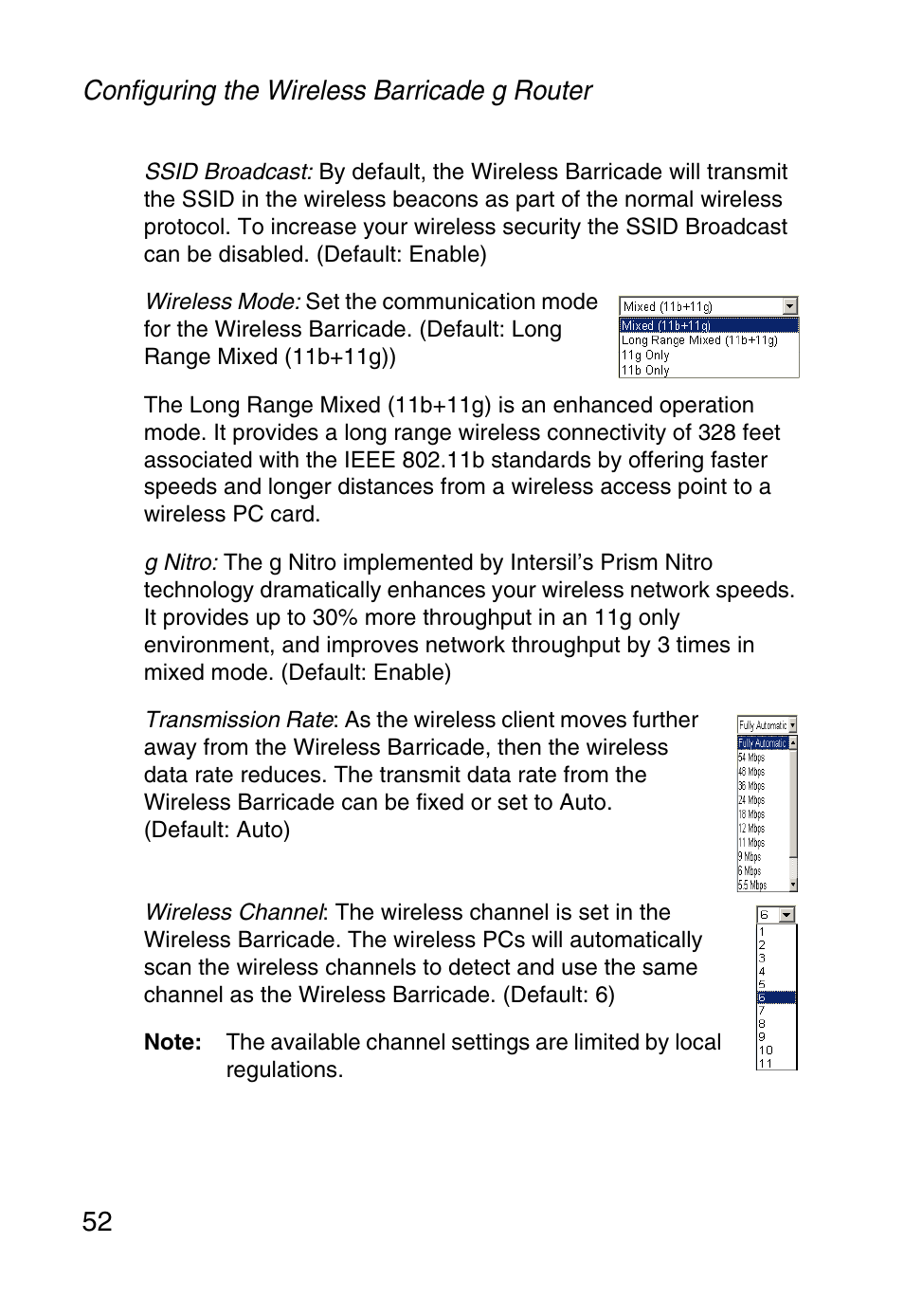 Configuring the wireless barricade g router 52 | SMC Networks Barricade SMCWBR14-G User Manual | Page 64 / 105