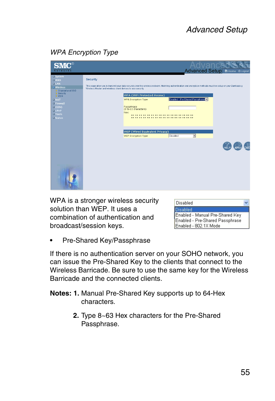 Advanced setup 55 | SMC Networks Barricade SMCWBR14-G User Manual | Page 67 / 105