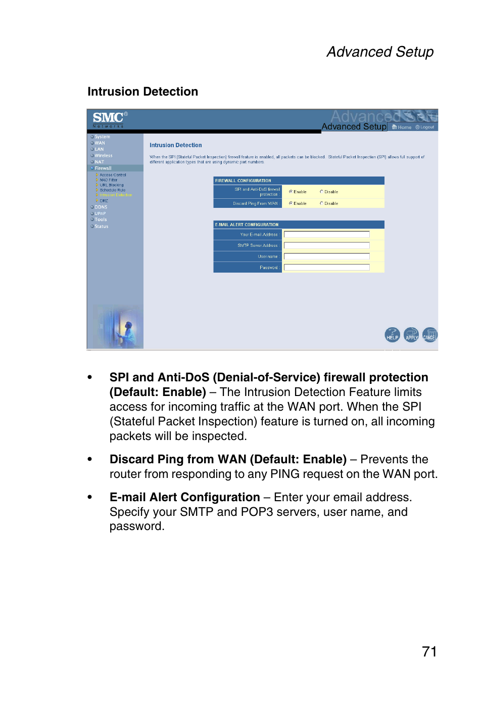 Advanced setup 71 | SMC Networks Barricade SMCWBR14-G User Manual | Page 83 / 105