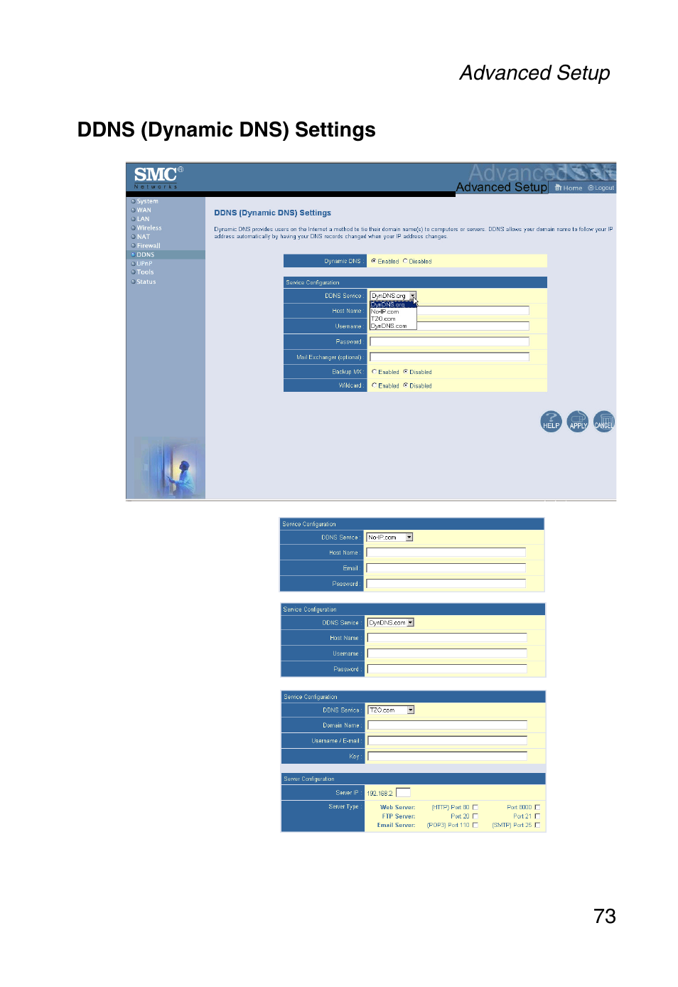 Ddns (dynamic dns) settings | SMC Networks Barricade SMCWBR14-G User Manual | Page 85 / 105