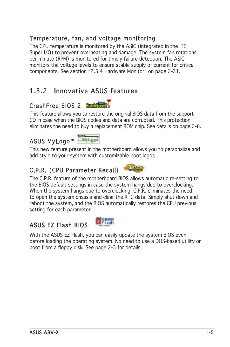 2 innovative asus features | Asus A8V-X User Manual | Page 17 / 86
