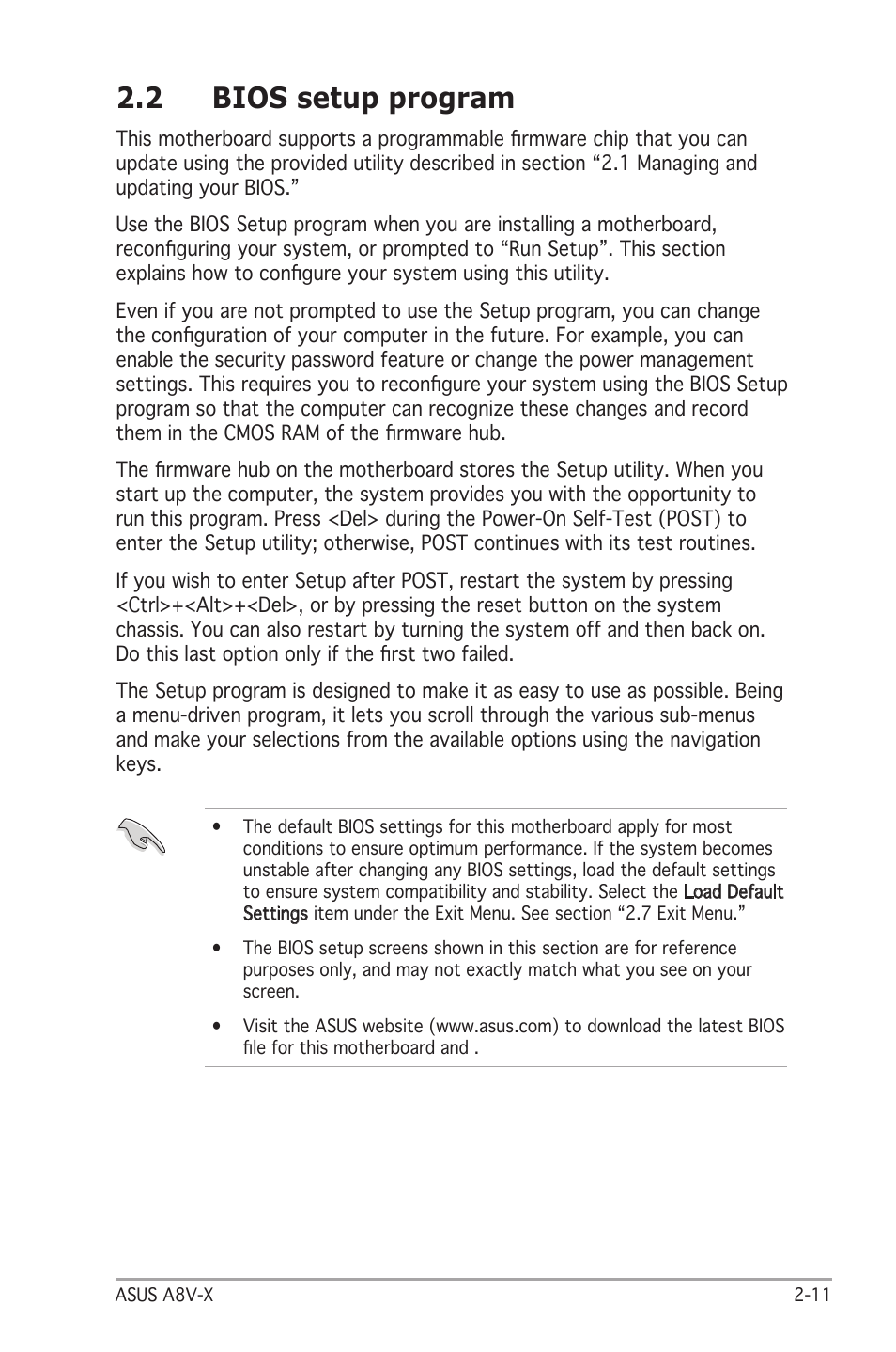 2 bios setup program | Asus A8V-X User Manual | Page 53 / 86