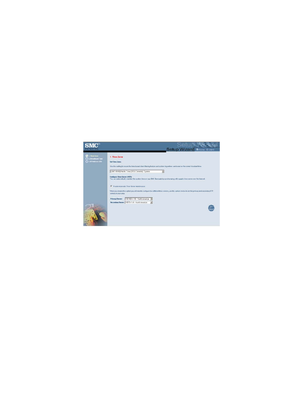 Setup wizard, Time zone | SMC Networks SMC7004ABR V.2 User Manual | Page 42 / 109