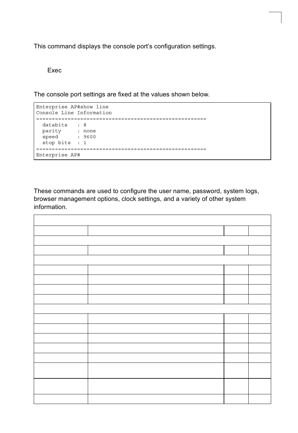 Show line, System management commands | SMC Networks SMC2552W-G2-17 User Manual | Page 148 / 296