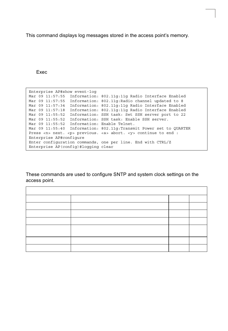 Show event-log, System clock commands | SMC Networks SMC2552W-G2-17 User Manual | Page 170 / 296