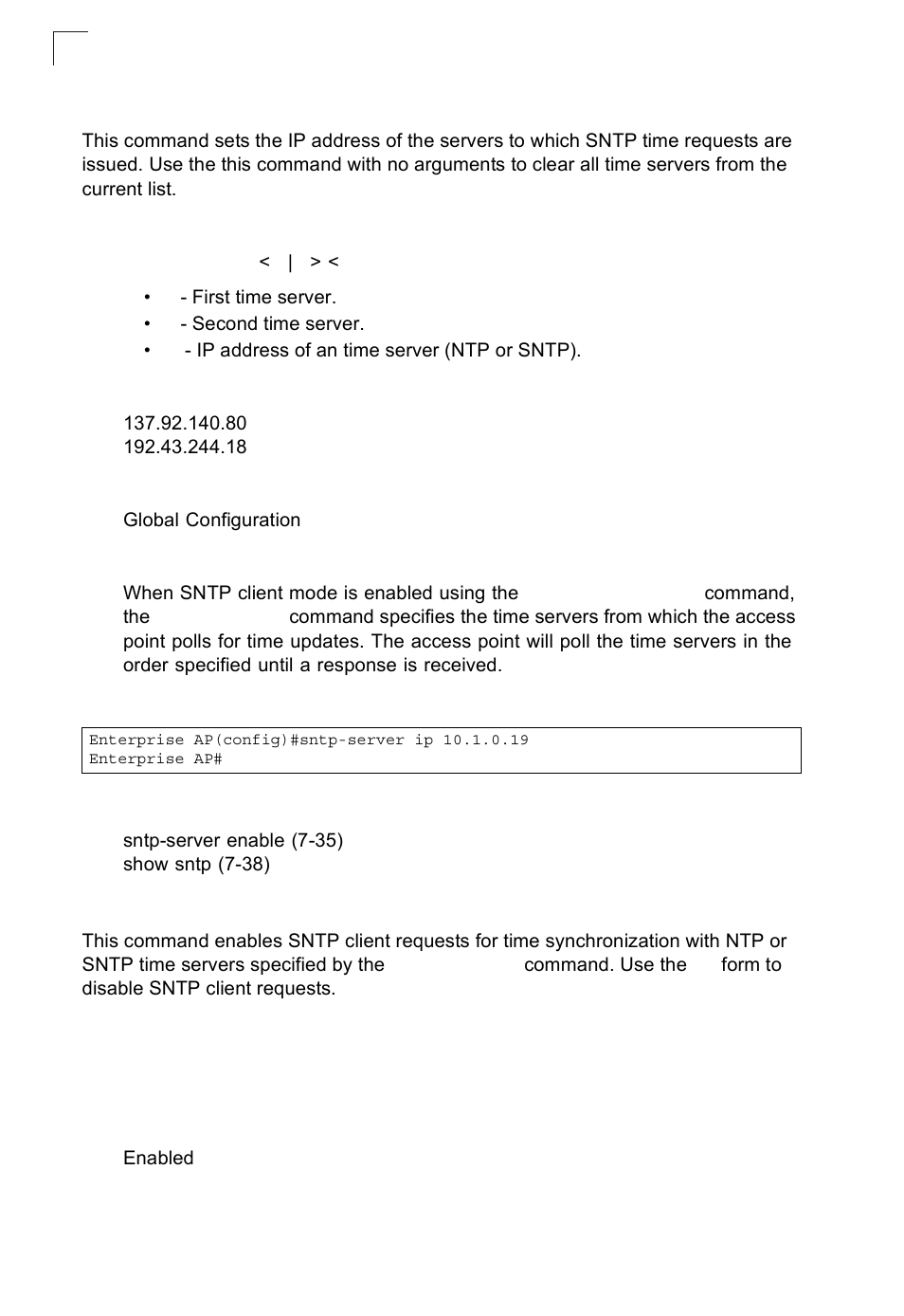 Sntp-server ip, Sntp-server enable | SMC Networks SMC2552W-G2-17 User Manual | Page 171 / 296