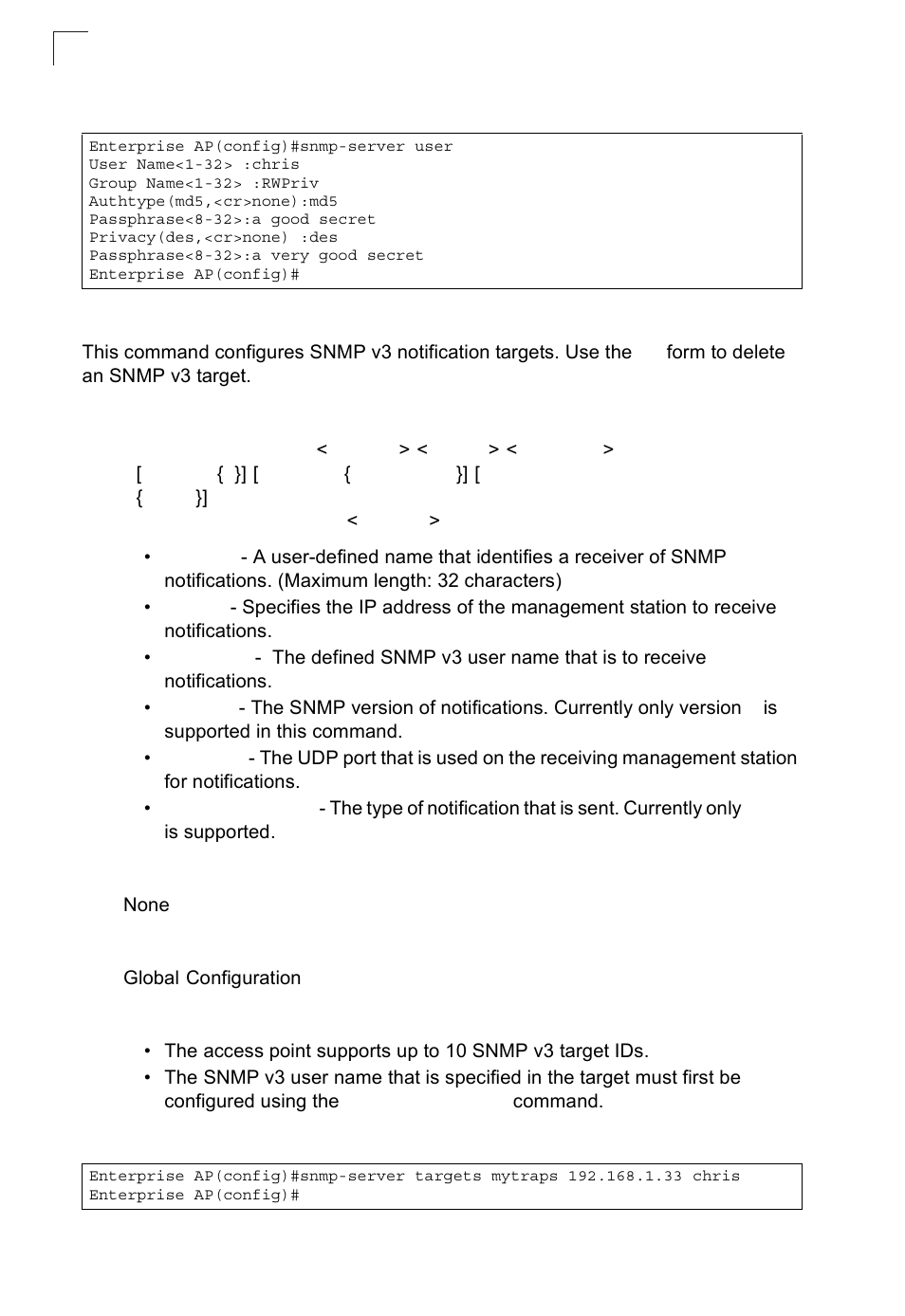 Snmp-server targets | SMC Networks SMC2552W-G2-17 User Manual | Page 185 / 296