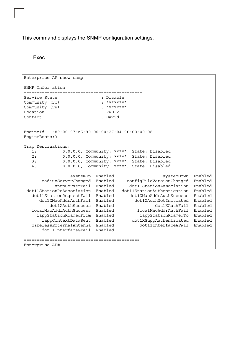 Show snmp | SMC Networks SMC2552W-G2-17 User Manual | Page 191 / 296