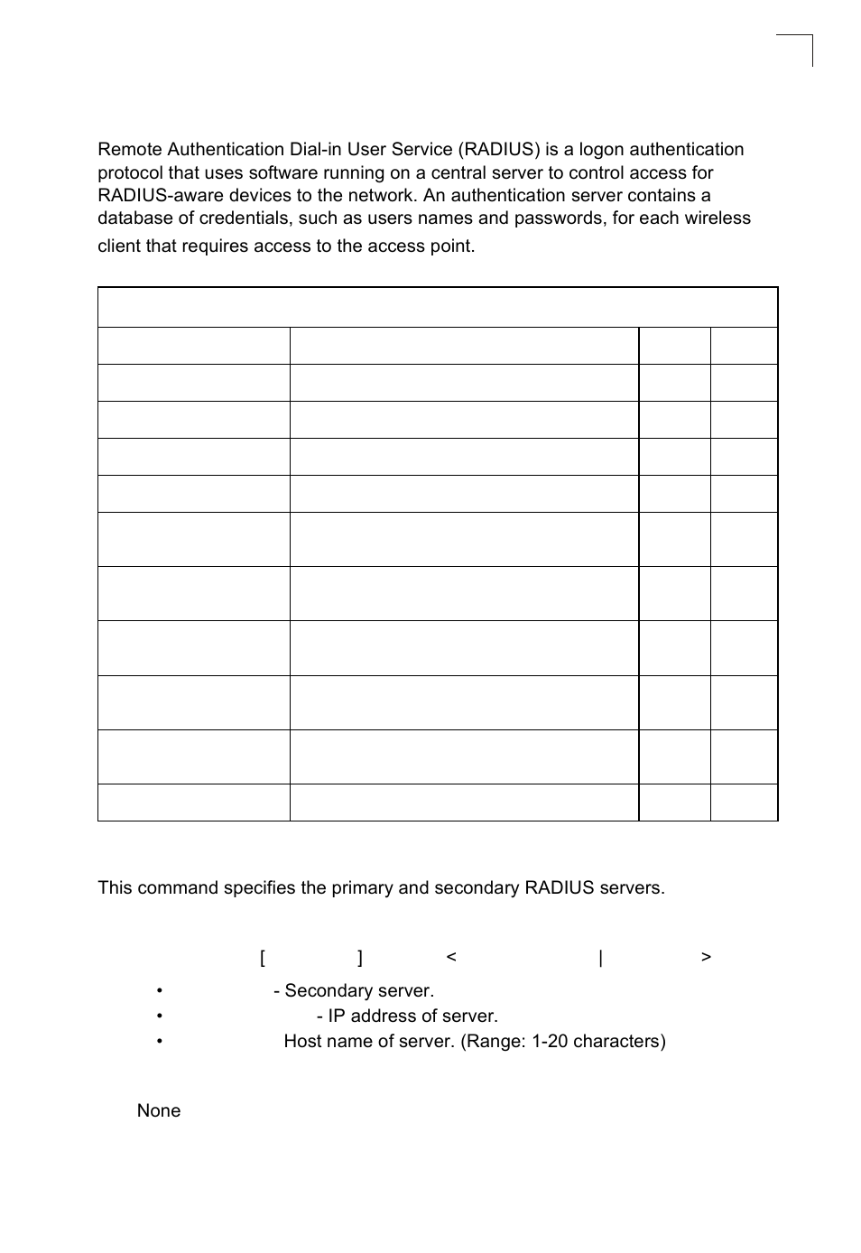 Radius client, Radius-server address | SMC Networks SMC2552W-G2-17 User Manual | Page 196 / 296