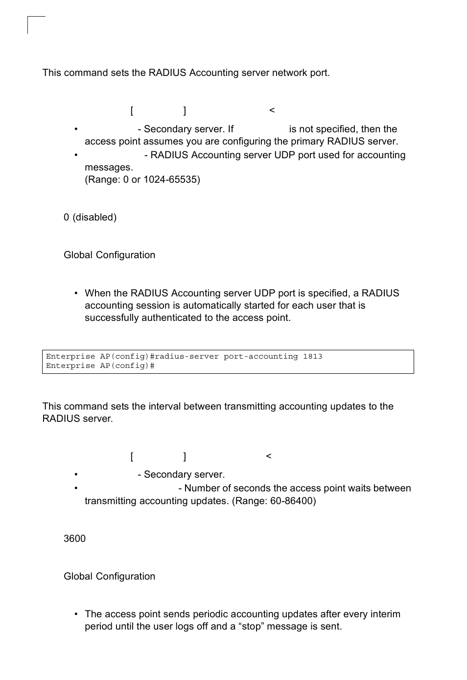 Radius-server port-accounting, Radius-server timeout-interim | SMC Networks SMC2552W-G2-17 User Manual | Page 199 / 296