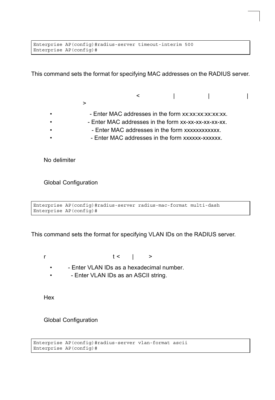 Radius-server radius-mac-format, Radius-server vlan-format | SMC Networks SMC2552W-G2-17 User Manual | Page 200 / 296