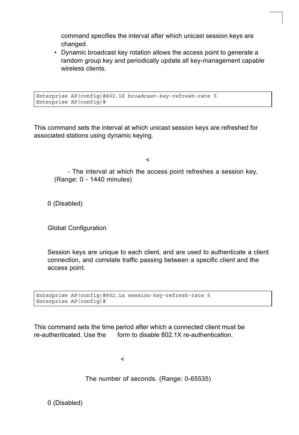 1x session-key-refresh-rate, 1x session-timeout | SMC Networks SMC2552W-G2-17 User Manual | Page 204 / 296