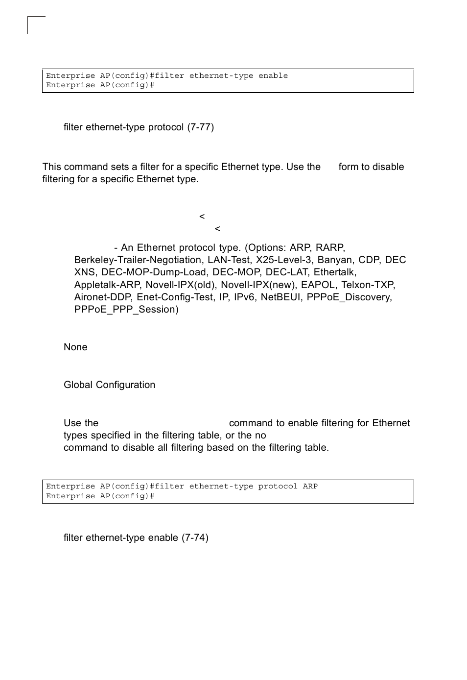 Filter ethernet-type protocol | SMC Networks SMC2552W-G2-17 User Manual | Page 213 / 296
